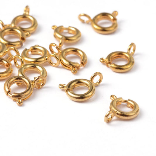 Gold Plated 6mm Spring Ring Clasps - Pack of 20