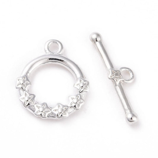 Silver Plated Mini Flower Wreath Toggle Clasp 4.5x16mm
