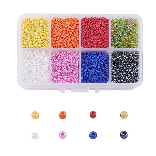 8 Colour Brights Seed Bead Box - Approx 12500 Beads!