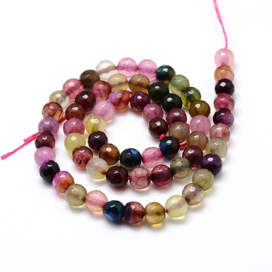 4mm Tourmaline Coloured Agate Bead Strand - Approx 85 Beads