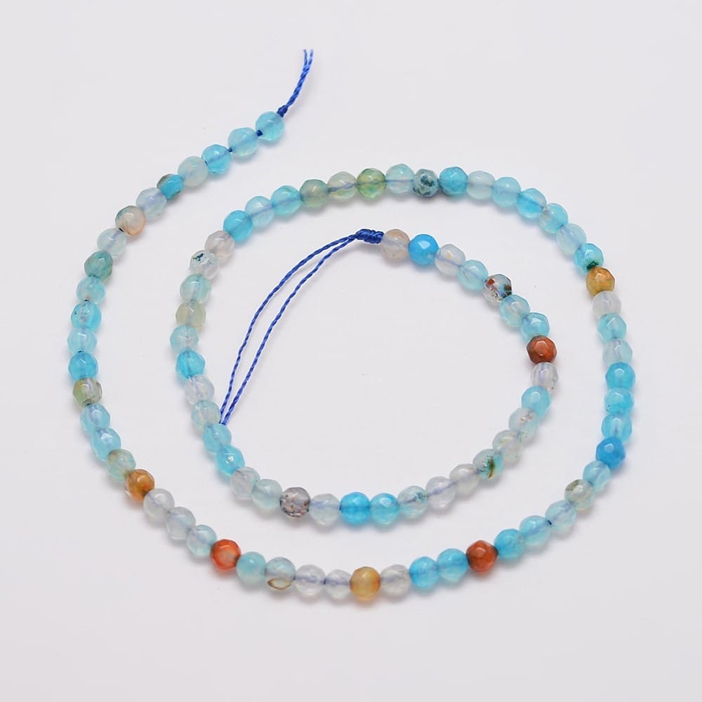 4mm Aqua Coloured Agate Bead Strand - Approx 90 Beads