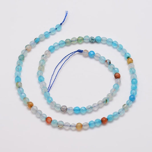 4mm Aqua Coloured Agate Bead Strand - Approx 90 Beads