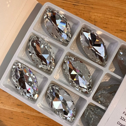 32x17mm Aurora Crystal Navette Stone - Pack of 1 - Crystal