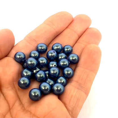 8mm Czech Round Glass Pearl Strand of 25 – 30018 – Dusk Blue