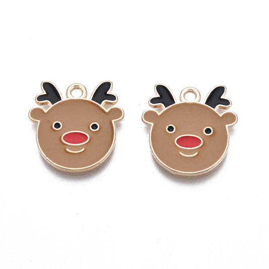 Gold Plated Cute Reindeer Charm 18x17mm - Pack of 2