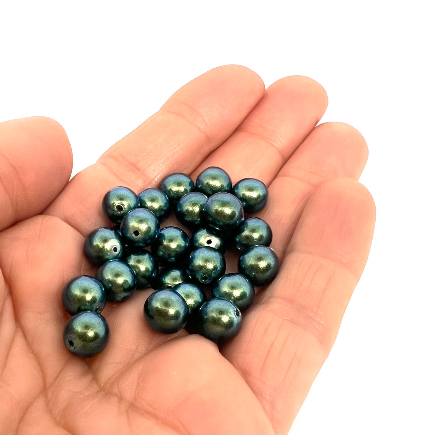 8mm Czech Round Glass Pearl Pack of 25 – 30010 – Dark Teal