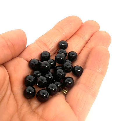8mm Czech Round Glass Pearl Pack of 25 – 70409 – Black