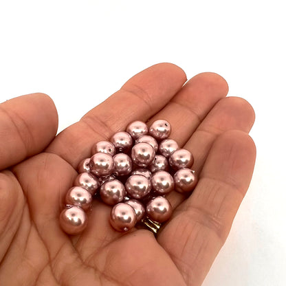 8mm Czech Round Glass Pearl Pack of 25 – 70427 – Antique Pink
