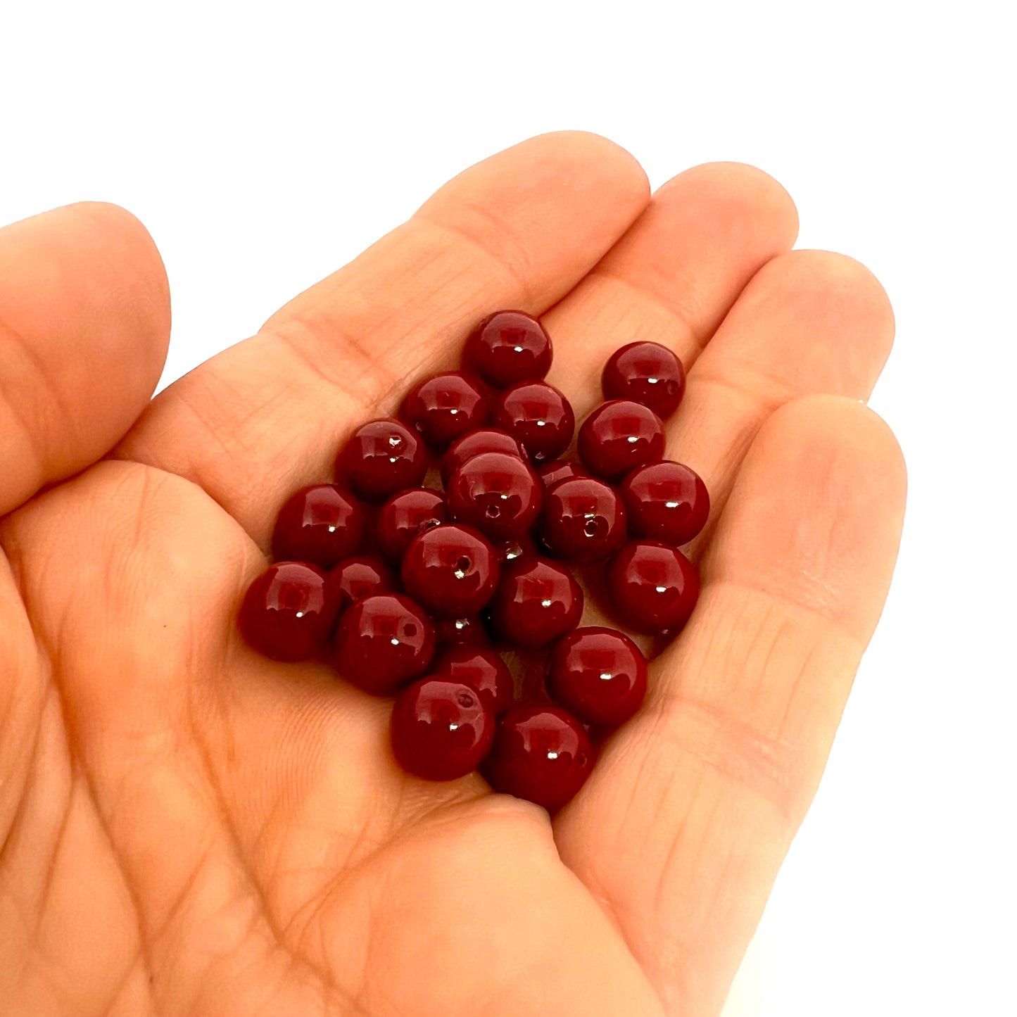 8mm Czech Round Glass Pearl Pack of 25 – 48265 – Cranberry