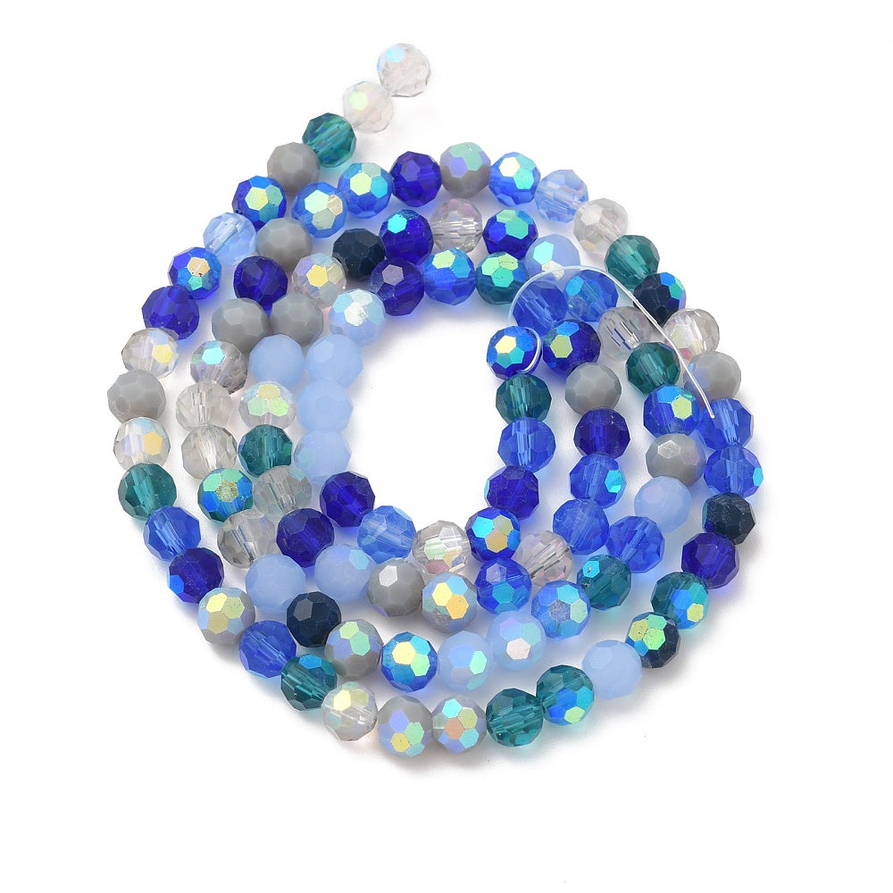 6mm Round Crystal Bead Strand – Approx 95 Beads – Azure Blue