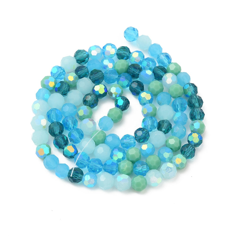 6mm Round Crystal Bead Strand – Approx 95 Beads – Lagoon