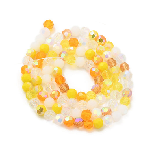 6mm Round Crystal Bead Strand – Approx 95 Beads – Limoncello