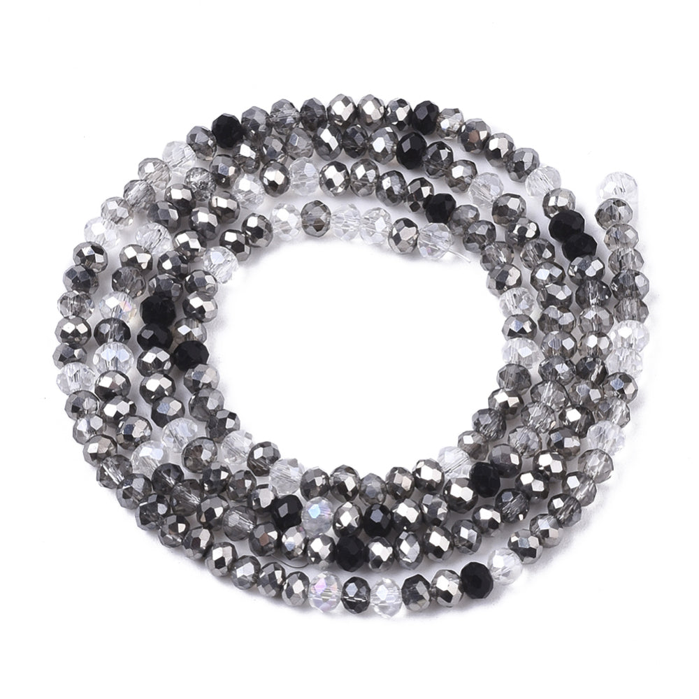 3x2.5mm Crystal Rondelle Bead Strand – Approx 180 Beads – Pebble Stone Mix