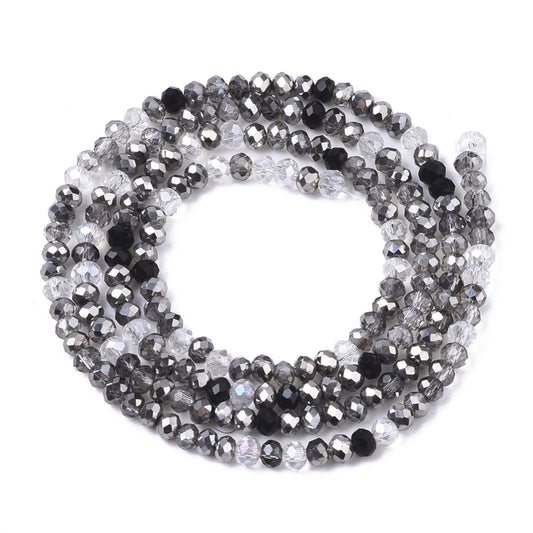 3x2.5mm Crystal Rondelle Bead Strand – Approx 180 Beads – Pebble Stone Mix
