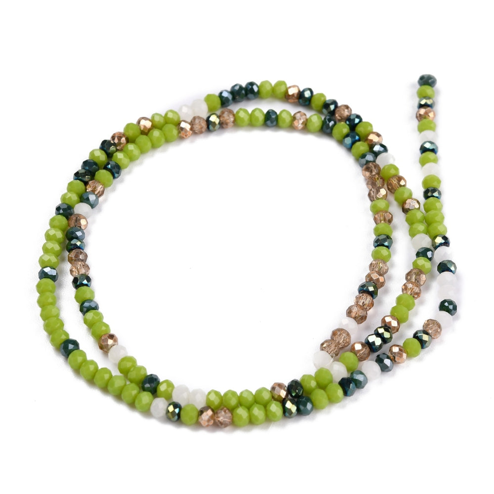 3x2.5mm Crystal Rondelle Bead Strand – Approx 180 Beads – Forest Mix