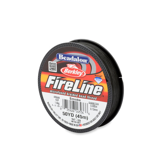 FireLine Braided Bead Thread 6lb – Smoke – 50yd Spool