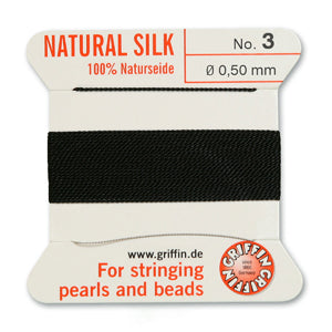 Griffin Silk Bead Cord No3 (0.5mm) - Black