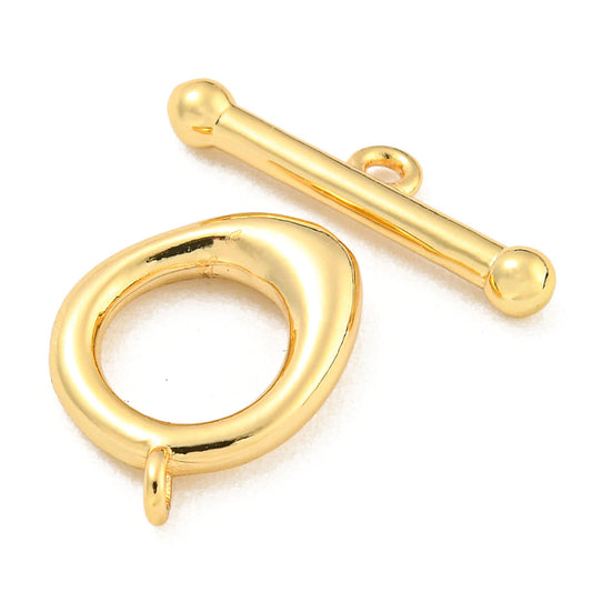 18k Gold Plated Teardrop Toggle 13.5x11mm