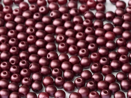 3mm Pressed Glass Round Beads - Pack of 100 - Pastel Burgundy