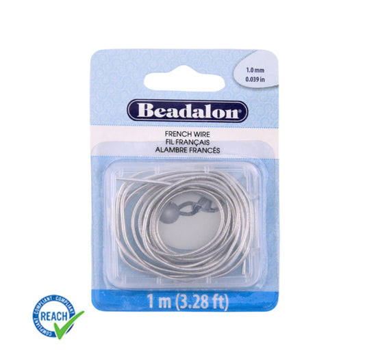 Beadalon Silver Plated French Wire – 1mm - 1 Meter