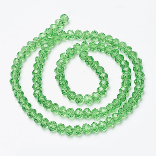 6x8mm Crystal Rondelle Bead Strand – Approx 62 Beads – Peridot
