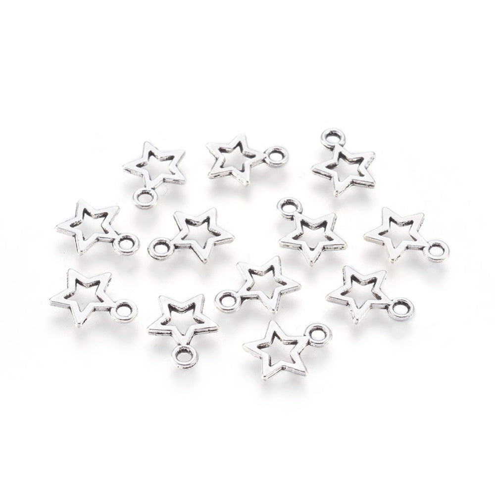 Antique Silver Star Charm 10mm - Pack of 10