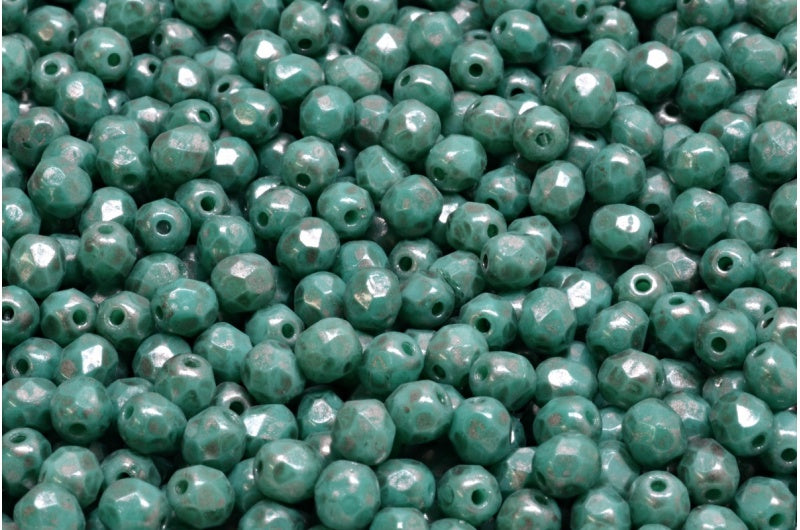 4mm Czech Fire Polish – 63150-86790 Turquoise Picasso x 100