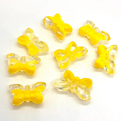 11x20mm Czech Glass Vintage Style Table Cut Butterfly Beads - Lemon Crystal - Per Piece