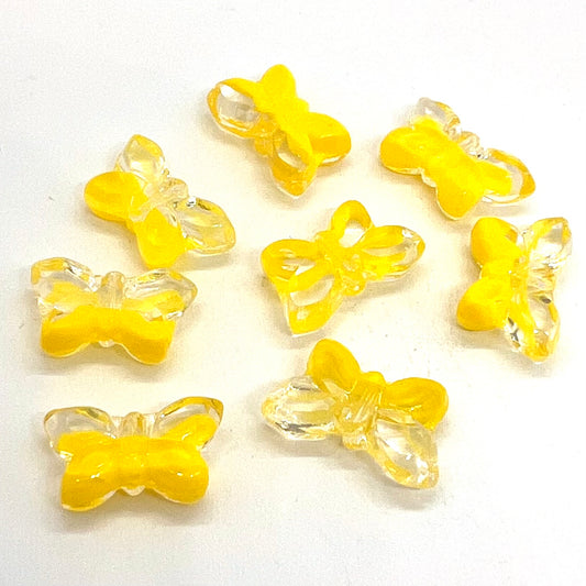 11x20mm Czech Glass Vintage Style Table Cut Butterfly Beads - Lemon Crystal - Per Piece