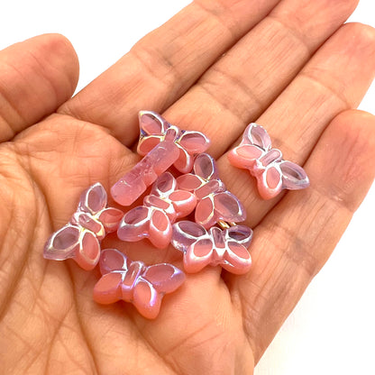 11x20mm Czech Glass Vintage Style  Table Cut Butterfly Beads - Lavender AB Wash - Per Piece