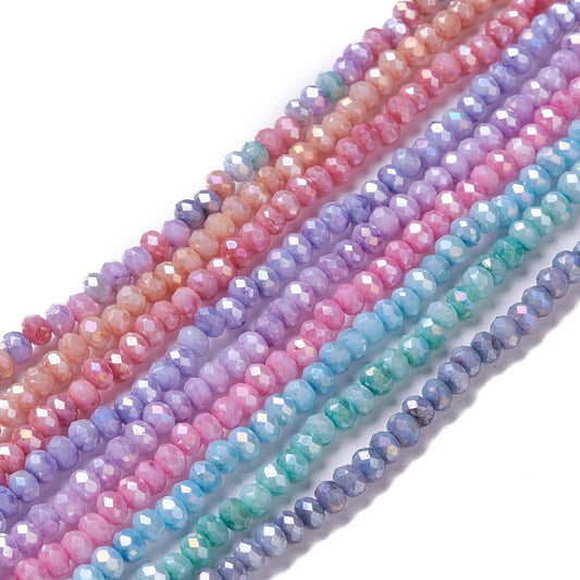 4x3mm Crystal Rondelle Bead Strand – 10 Strand Multi Buy - Pastel Tones