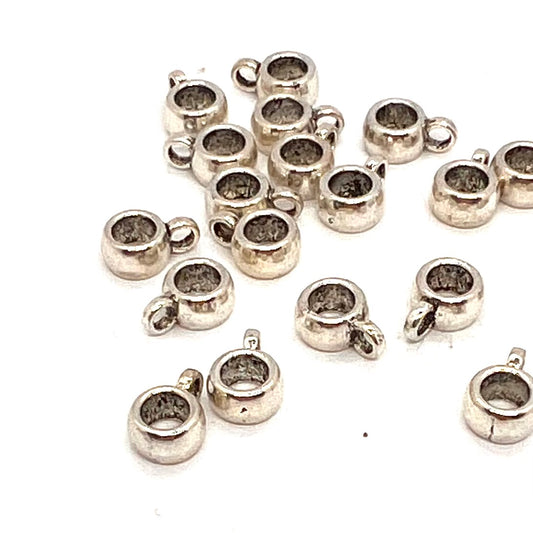 Silver Tone Plain Charm Holder 9x4mm - Pack of 5