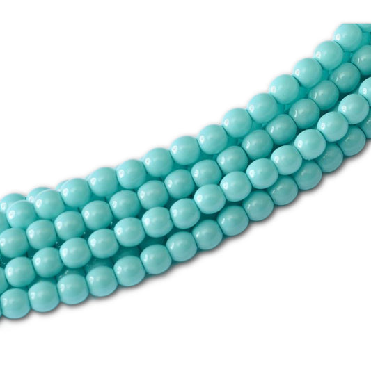 3mm Czech Round Glass Pearl - Bag of 100 – 10092 - Pale Turquoise Green