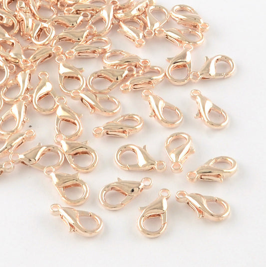 Rose Gold Plated Lobster Clasps 12mm – Pack of 10