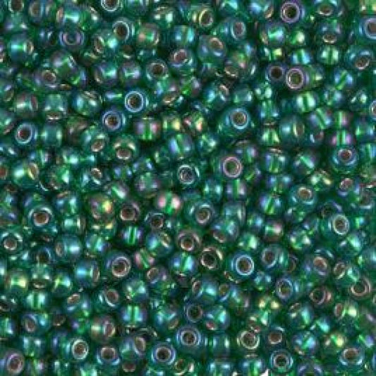 250g Wholesale Bag - 11/0 Miyuki Seed Beads – Silver Lined Green AB - Colour 1016