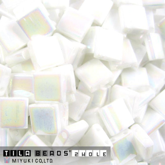 Miyuki Tila Beads - 5g Bag – White Pearl AB