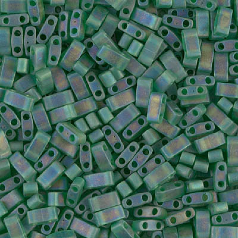 Miyuki Half Tila Beads - 5g Bag – Matte Transparent Green AB