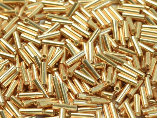 3mm Miyuki Bugle Beads (Size #1) - 7g Bag - Galvanized Yellow Gold