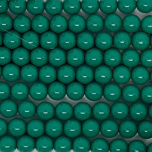 6mm Czech Round Glass Pearl Strand of 36 – 02010-58029 – Rainforest Green