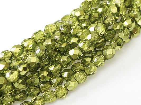 4mm Czech Fire Polish – 00030/67654 – Crystal Olive Metallic Ice x 100