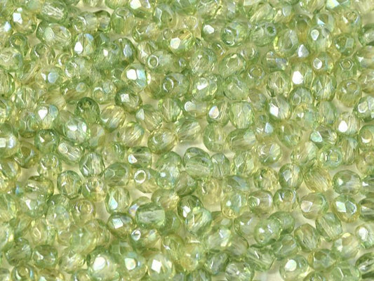 4mm Czech Fire Polish – 00030/91005 – Crystal Green Luster x 100