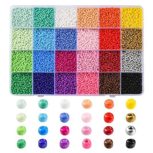 24 Colour Rainbow Opaque Seed Bead Box - 12g of Each Colour!