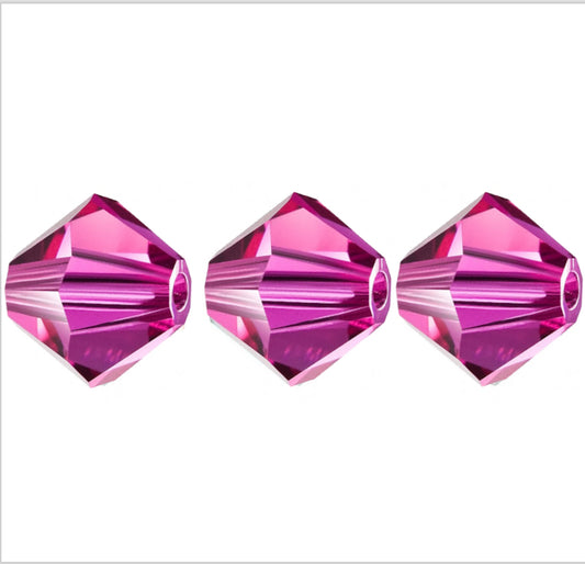 3mm Preciosa Bicones – Fuchsia – Pack of 30