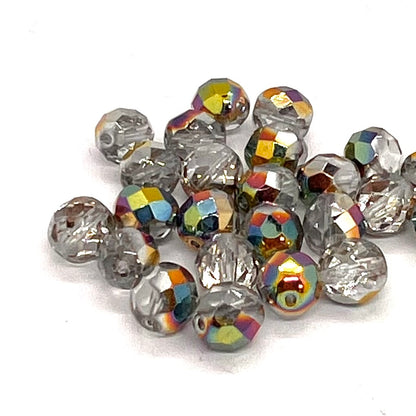 8mm Czech Fire Polish - Pack  of 25 – 00030/28101 – Crystal Vitrail