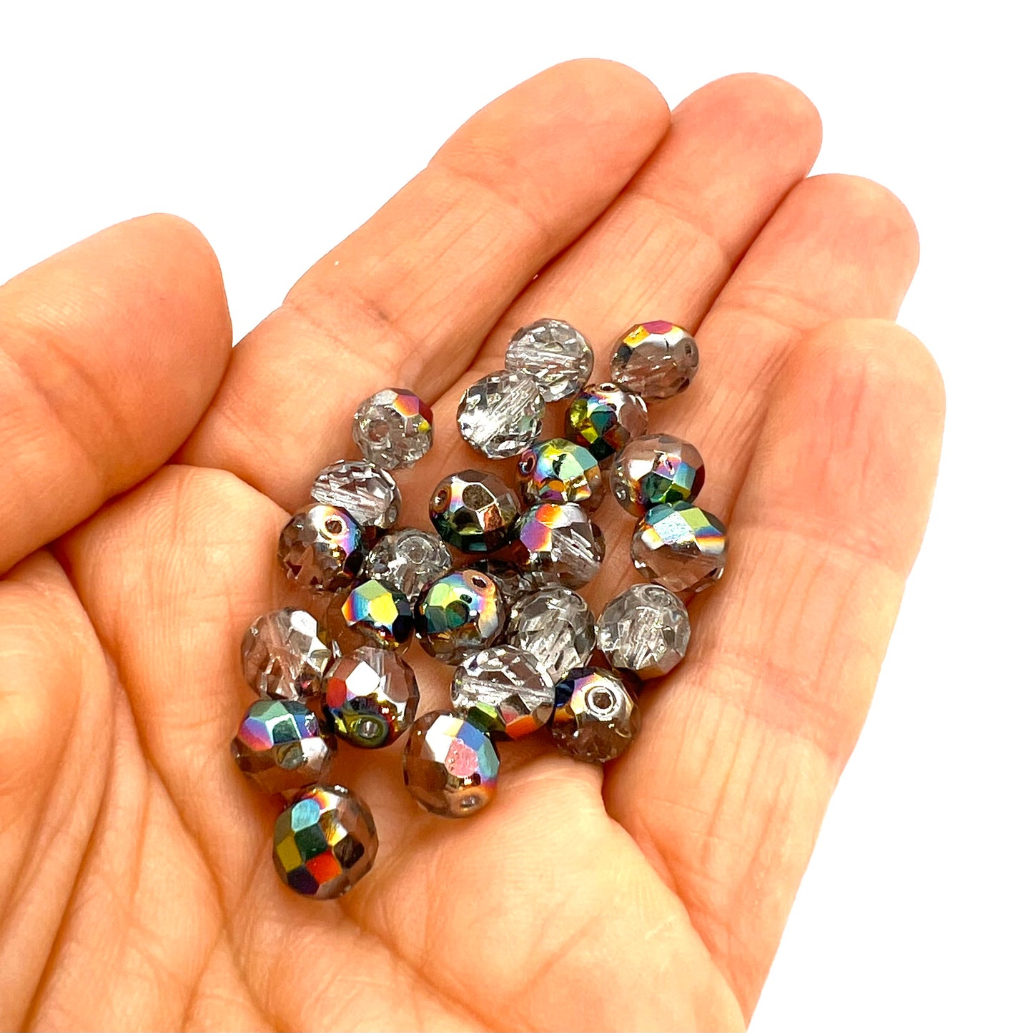 8mm Czech Fire Polish - Pack  of 25 – 00030/28101 – Crystal Vitrail