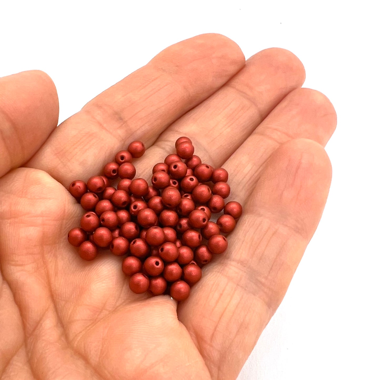 4mm Czech Round Glass Pearl - Bag of 100 – 01890 – Lava Red