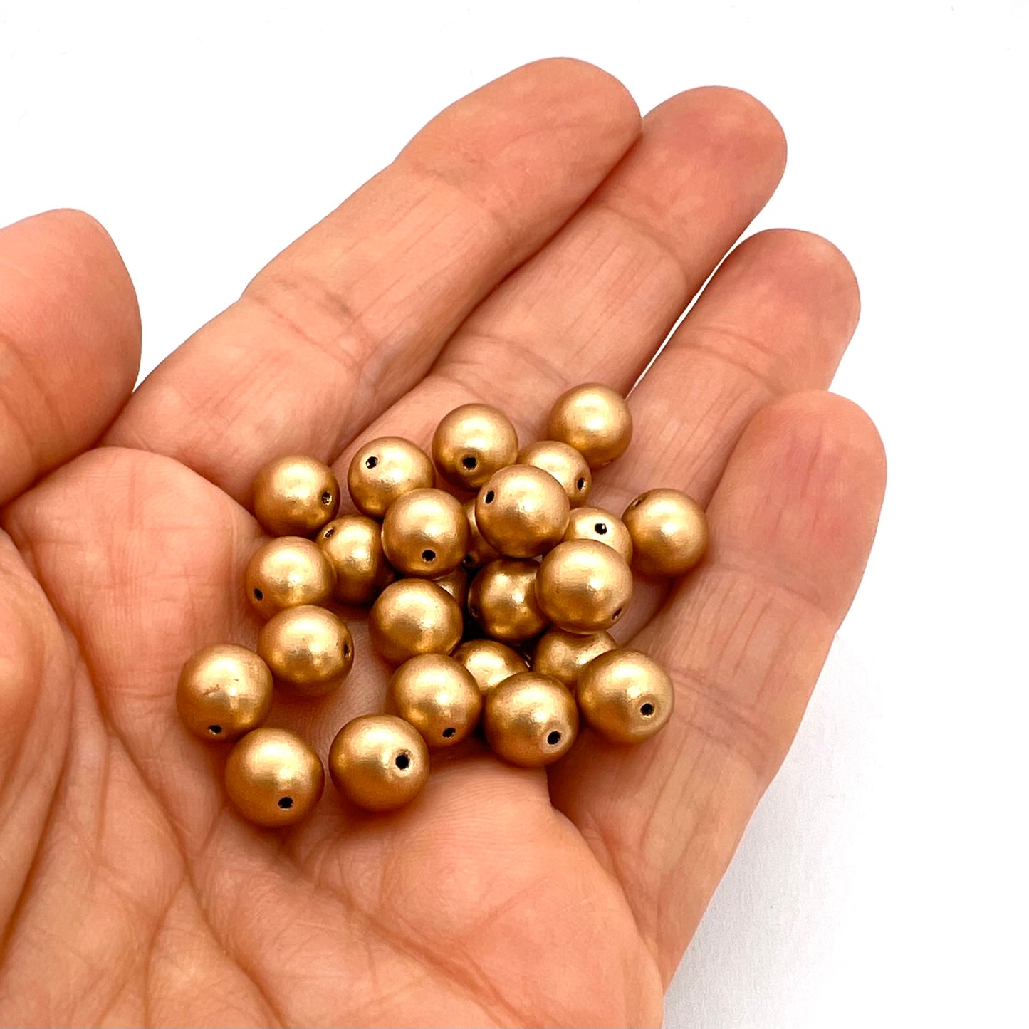 8mm Czech Glass Pearl Beads - 01710 - Pack of 50 - Light Gold Matte