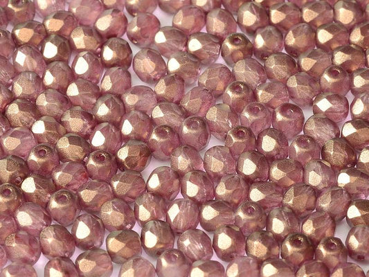 4mm Czech Fire-Polish – 00030/29250 - Crystal Golden Touch Persian Pink x 100