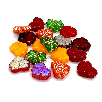 13x11mm Maple Leaf Beads - Pack of 10 - Vibrant Autumn Mix