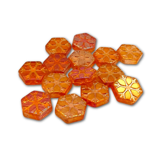 16x15mm Pressed Glass Snowflake Bead – Pack of 5 - Cinnamon Luster